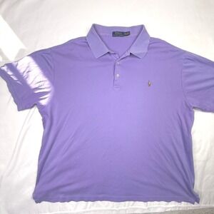 Polo Ralph Lauren Mens 2XL TALL Purple Short Sleeve Collared Polo Shirt